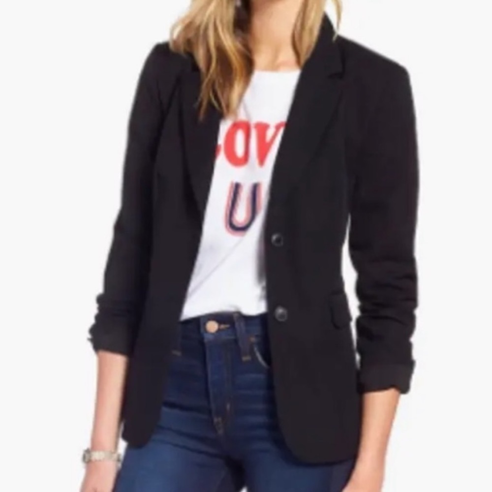 1901 | Black Ponte Stretch Twill Blazer